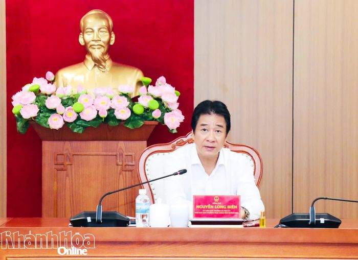 Phó Chủ tịch Thường trực UBND tỉnh Nguyễn Long Biên chủ trì cuộc họp.