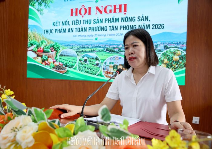 Lãnh đạo UBND phường Tân Phong phát biểu tại hội nghị. 
