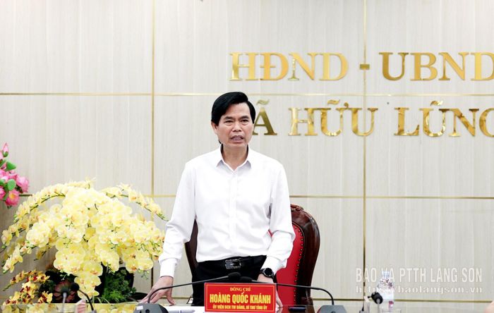 Đồng chí Hoàng Quốc Khánh, Ủy viên Trung ương Đảng, Bí thư Tỉnh ủy phát biểu chỉ đạo tại buổi làm việc