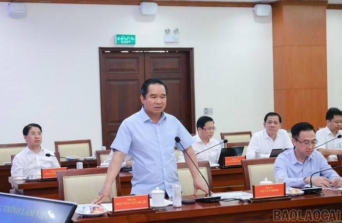 Đồng chí Nguyễn Văn Được - Ủy viên Ban Chấp hành Trung ương Đảng, Phó Bí thư Thành ủy, Chủ tịch UBND Thành phố phát biểu tại buổi làm việc.