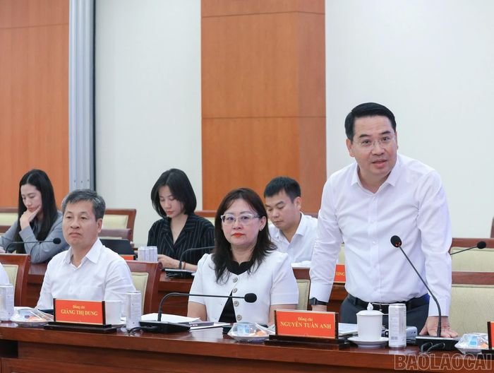 Chủ tịch UBND tỉnh Lào Cai Nguyễn Tuấn Anh phát biểu tại buổi làm việc.
