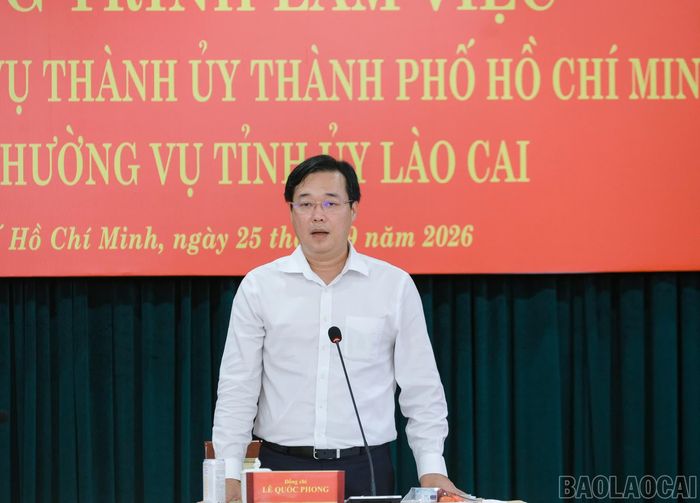 Đồng chí Lê Quốc Phong - Ủy viên Ban Chấp hành Trung ương Đảng, Phó Bí thư Thường trực Thành ủy phát biểu kết luận buổi làm việc.