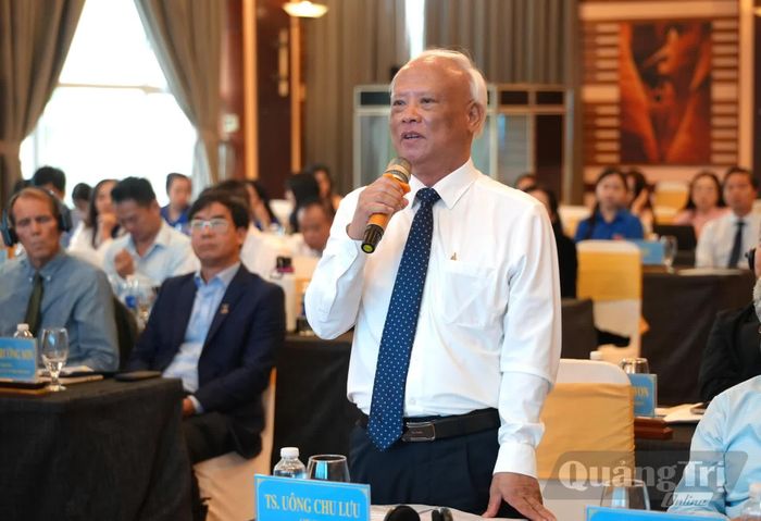 Đồng chí Uông Chu Lưu, nguyên Phó Chủ tịch Quốc hội, Chủ tịch Ủy ban Hòa bình Việt Nam phát biểu tại tọa đàm - Ảnh: T.Đ