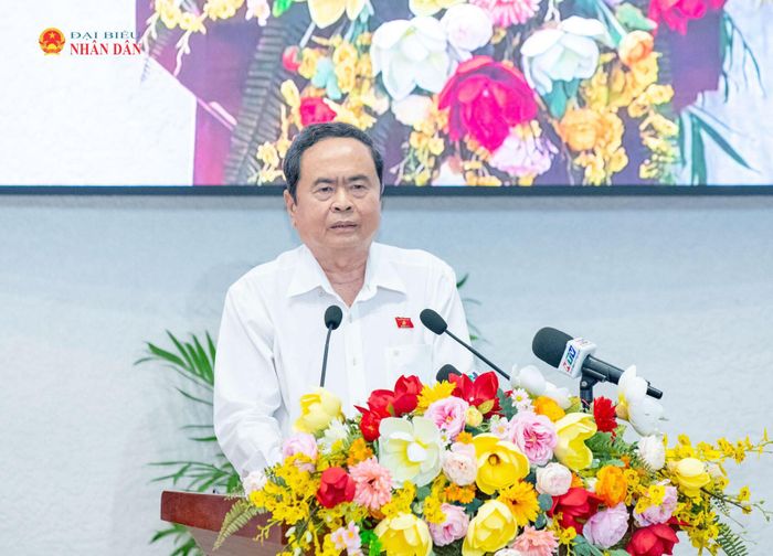 Chủ tịch Quốc hội Trần Thanh Mẫn phát biểu tại Hội nghị tiếp xúc cử tri