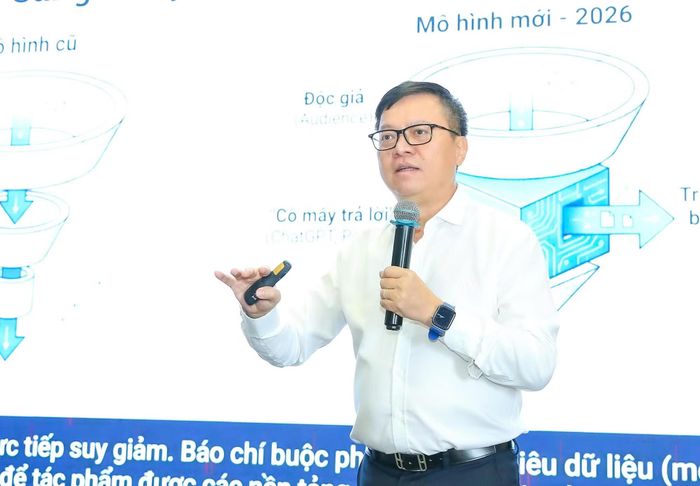 Ủy viên Trung ương Đảng, Tổng Biên tập Báo Nhân Dân, Phó Trưởng ban Tuyên giáo Trung ương, Chủ tịch Hội Nhà báo Việt Nam Lê Quốc Minh phát biểu