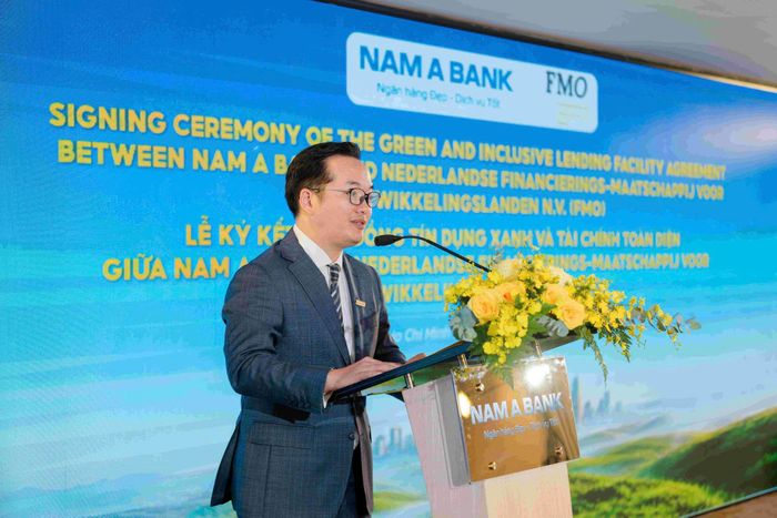 Ông Võ Hoàng Hải – Phó Tổng giám đốc Nam A Bank phát biểu tại sự kiện.