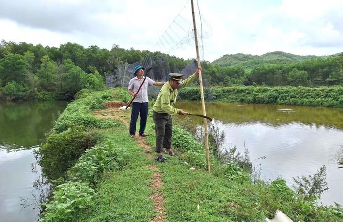 Tháo gỡ, thu giữ bẫy lưới.