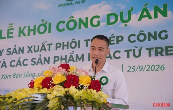 Ông Nguyễn Mạnh Thắng, Chủ tịch Hội đồng quản trị Công ty cổ phần Greenhill Valley phát biểu tại buổi lễ.