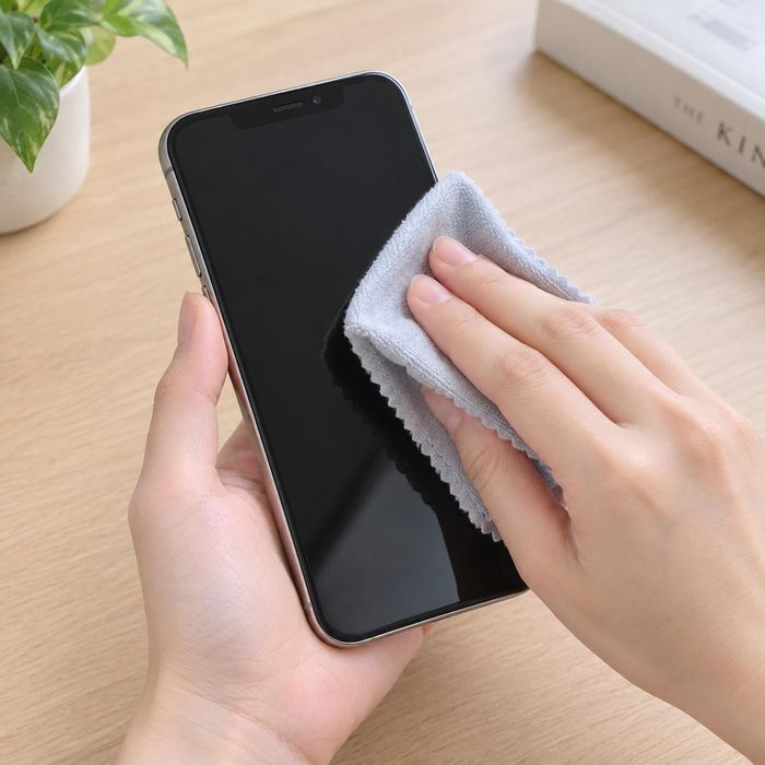 Việc vệ sinh màn hình điện thoại thường xuyên cũng là cách giúp chúng ta bảo vệ da. Ảnh minh hoạ