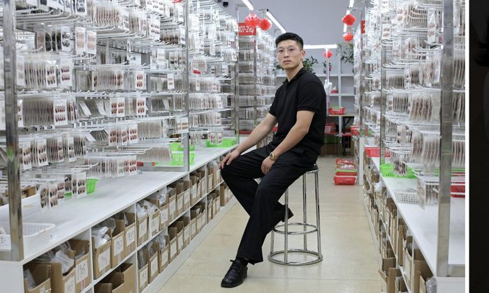 Bên trong một cửa hàng bán móng giả, sản phẩm xuất khẩu sang thị trường Mỹ ở thành phố Liên Vân Cảng, Trung Quốc - Ảnh: Reuters