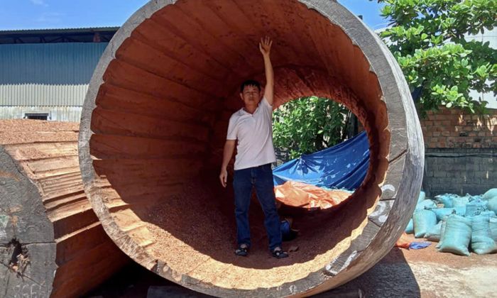 Để tạo một chiếc trống “khủng”, người thợ phải trải qua nhiều công đoạn.
