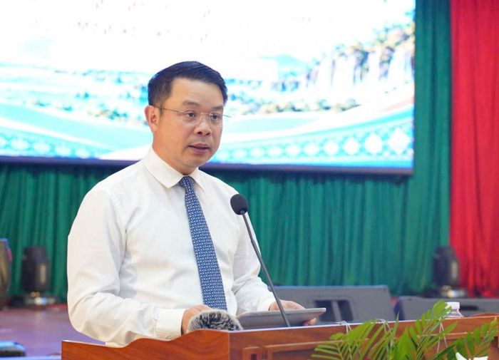  Chủ tịch UBND tỉnh Đỗ Hữu Huy phát biểu tại hội nghị. 