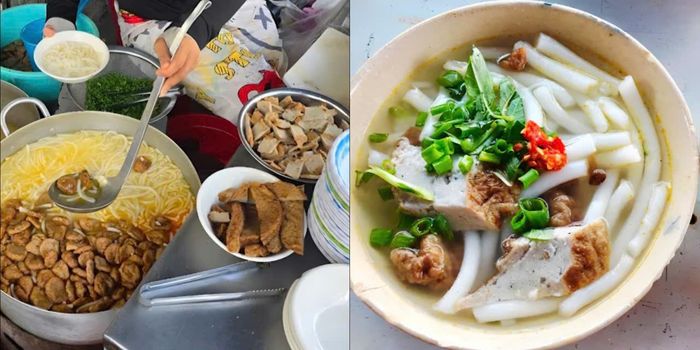 Bánh canh được nấu trực tiếp, nóng hổi.