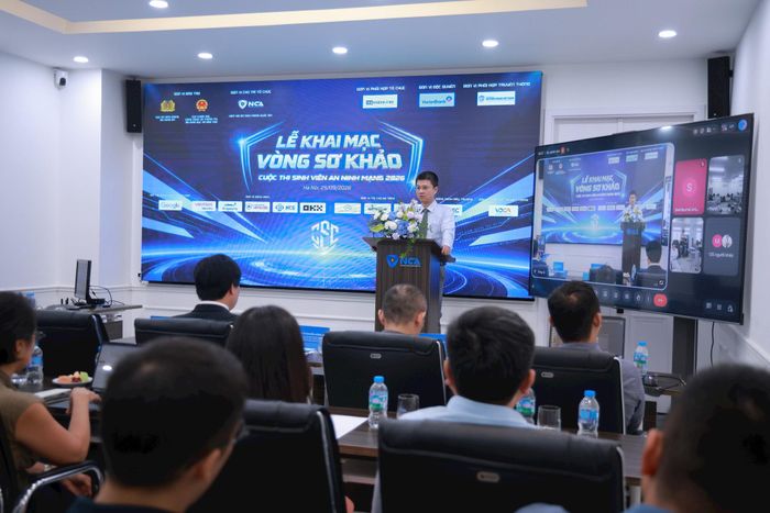 Lễ khai mạc cuộc thi "Sinh viên an ninh mạng 2026" diễn ra sáng nay tại Hà Nội. Ảnh: Thu Uyên