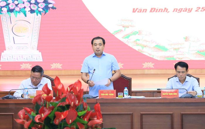 Bí thư Thành ủy Hà Nội Trần Đức Thắng phát biểu kết luận. Ảnh: Quang Thái