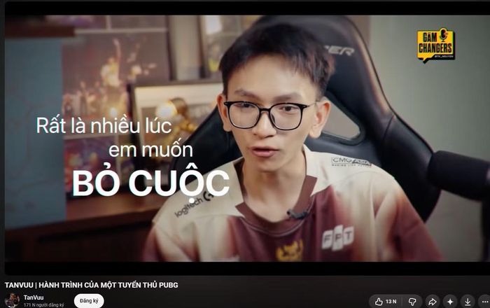 TanVuu đăng video tri ân hành trình làm tuyển thủ PUBG của mình.