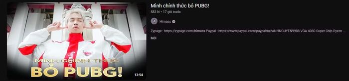 Himass đăng bài viết và video "giã từ" PUBG PC.