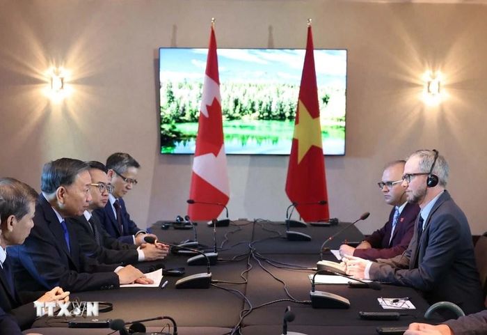 Tổng Bí thư, Chủ tịch nước Tô Lâm tiếp Tổng Bí thư Đảng Cộng sản Canada Drew Garvie. Ảnh: Thống Nhất – TTXVN