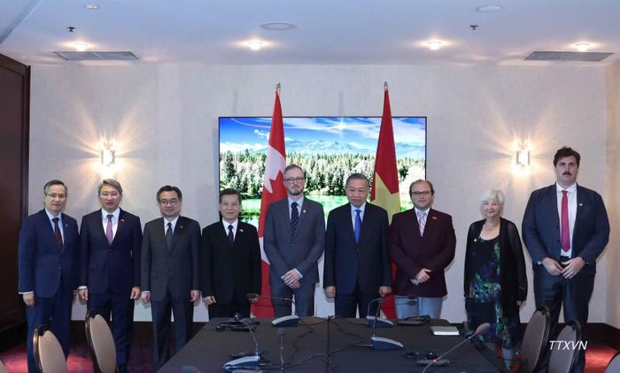 Tổng Bí thư, Chủ tịch nước Tô Lâm tiếp Tổng Bí thư Đảng Cộng sản Canada Drew Garvie. (Ảnh: TTXVN)