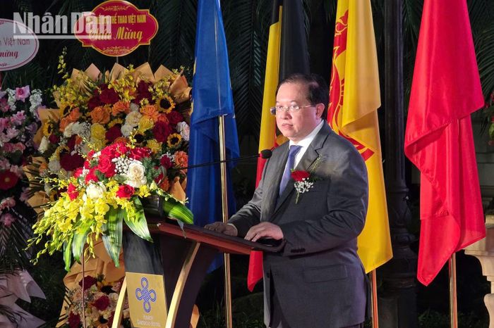 Thứ trưởng Văn hóa, Thể thao và Du lịch Tạ Quang Đông phát biểu chúc mừng nhân dịp kỷ niệm. (Ảnh: BẢO NGÂN)