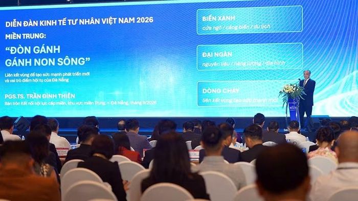 Phó Giáo sư, Tiến sĩ Trần Đình Thiện, thành viên Hội đồng tư vấn chính sách Tài chính-tiền tệ quốc gia, tham luận tại phiên làm việc. (Ảnh: Trung ương Hội Doanh nhân trẻ Việt Nam cung cấp)