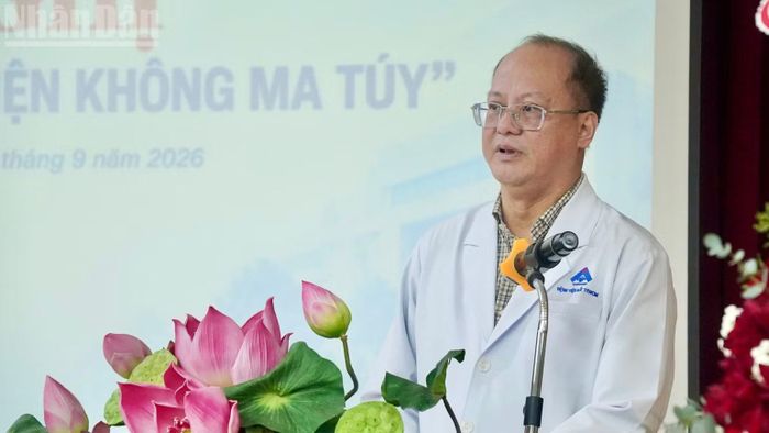 Thạc sĩ, bác sĩ Lê Anh Tuấn, Giám đốc Bệnh viện Mắt Thành phố Hồ Chí Minh phát biểu.