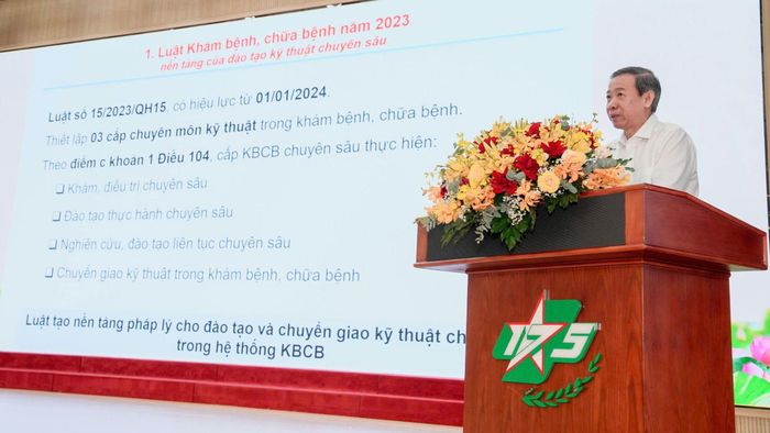  TS-BS Nguyễn Văn Vĩnh Châu, Phó Giám đốc Sở Y tế TPHCM phát biểu tại hội thảo “Đảm bảo chất lượng đào tạo và đào tạo cấp chứng chỉ chuyên môn cho cán bộ y tế” (Ảnh: T.AN) 