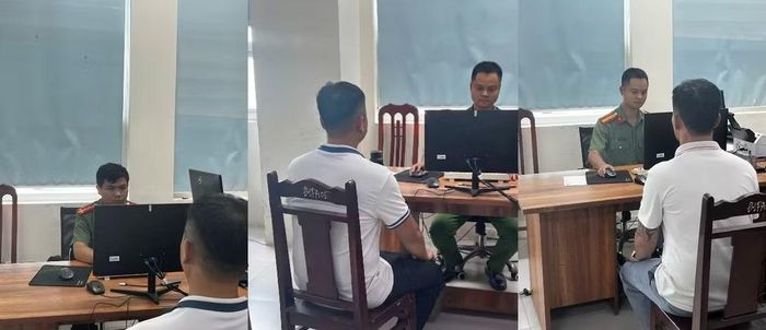 Hình ảnh làm việc với các đối tượng trong đường dây Tổ chức đánh bạc. Ảnh: CACC