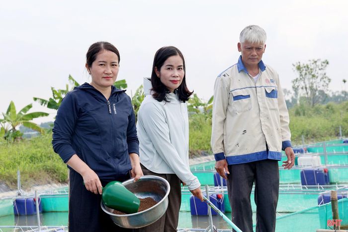 Bà Trần Thị Mai Lan – Phó Chủ tịch Ủy ban MTTQ, Chủ tịch Hội Nông dân xã Cẩm Bình (người đứng giữa) cho biết: "Nuôi cá chạch ở thôn Bình Tiến là mô hình mới, bước đầu được triển khai theo hướng liên kết. Hội Nông dân xã đã phối hợp với HTX hỗ trợ, hướng dẫn các hội viên về kỹ thuật chăm sóc, nuôi dưỡng và theo dõi quá trình sinh trưởng của cá. Thời gian tới, hội sẽ tiếp tục tuyên truyền, vận động người dân lựa chọn mô hình nuôi cá chạch phù hợp, gắn với liên kết trong sản xuất và tiêu thụ, từng bước nhân rộng trên địa bàn xã". 
