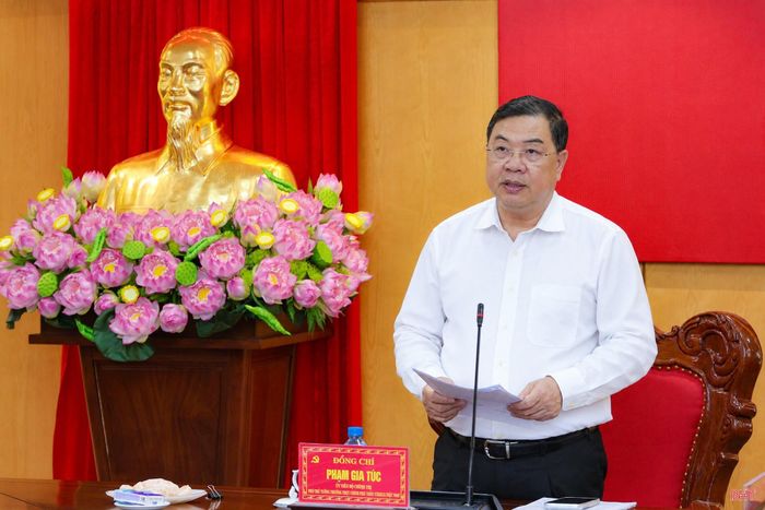 Đồng chí Phạm Gia Túc - Ủy viên Bộ Chính trị, Phó Thủ tướng Thường trực Chính phủ, Trưởng đoàn kiểm tra, giám sát 233 kết luận hội nghị.