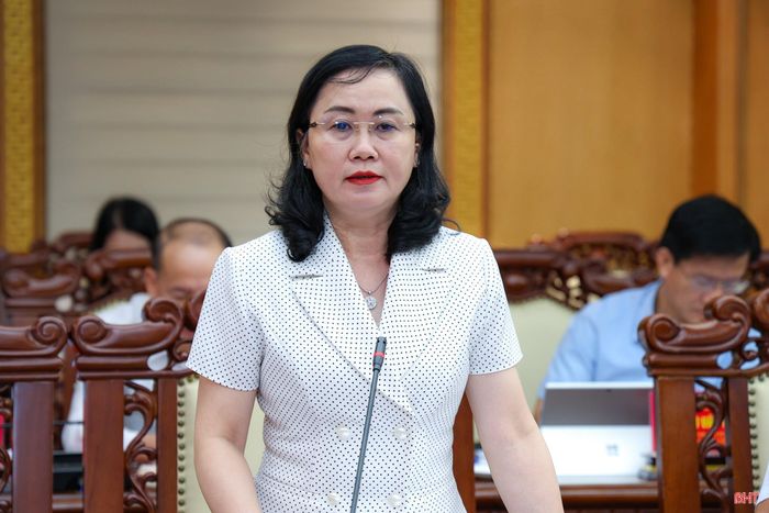 Đồng chí Trương Thanh Huyền - Ủy viên BTV, Trưởng ban Tổ chức Tỉnh ủy phát biểu tại hội nghị.