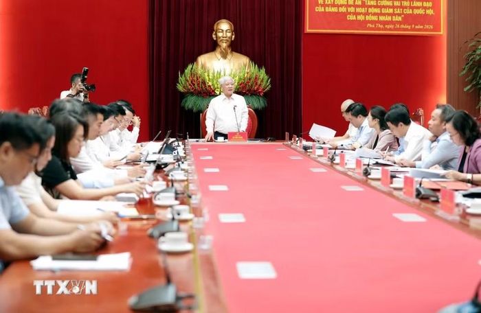 Quang cảnh buổi làm việc. (Ảnh: Tạ Toàn/TTXVN)