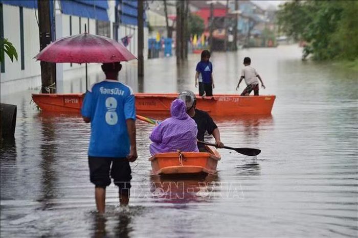Cảnh ngập lụt sau những trận mưa lớn tại Narathiwat, Thái Lan. Ảnh tư liệu: AFP/TTXVN