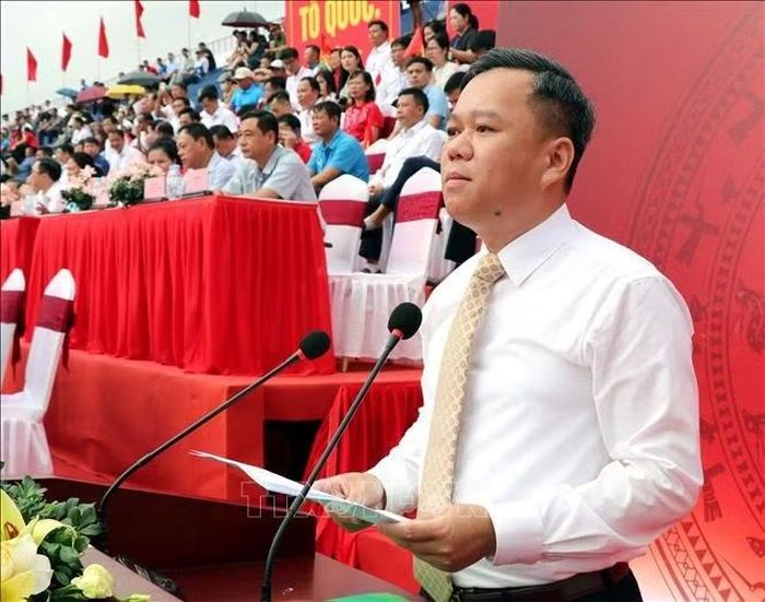 Ông Đỗ Hùng Đức, Phó Chủ tịch UBND tỉnh Tuyên Quang, phát biểu khai mạc Đại hội Thể dục thể thao tỉnh Tuyên Quang lần thứ I, năm 2026.