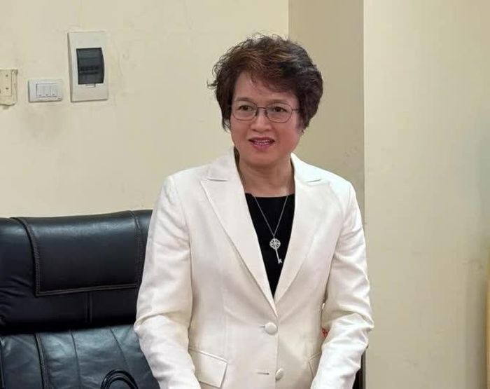 Bà Nguyễn Thị Hương Liên - Phó Chủ tịch Thường trực Hiệp hội Doanh nghiệp Khoa học và Công nghệ Việt Nam (VST), Phó Chủ tịch kiêm Phó Tổng Giám đốc Công ty Cổ phần Sao Thái Dương phát biểu tại buổi làm việc.