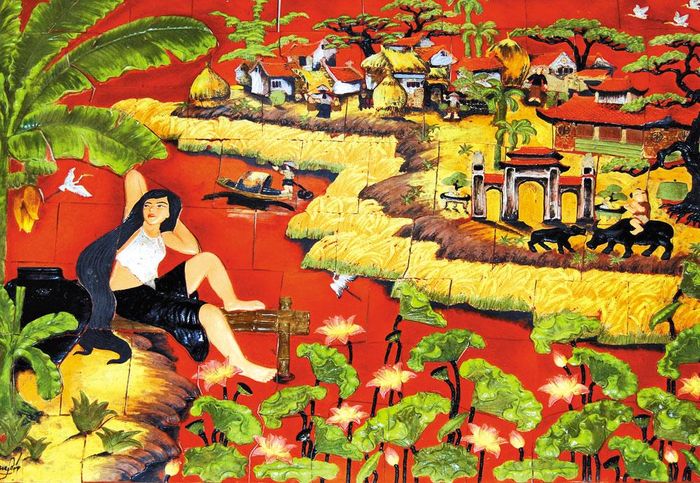 Một sản phẩm tranh gốm làng Ngòi.