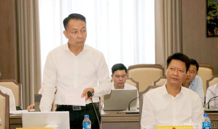 Các đại biểu tỉnh Lào Cai phát biểu tại buổi làm việc.
