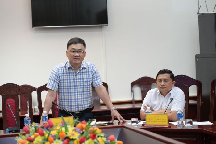 Ông Nguyễn Văn Sang, Giám đốc đại diện chủ đầu tư hạ tầng Dự án Khu công nghiệp Sơn Mỹ 1 có ý kiến tại cuộc họp