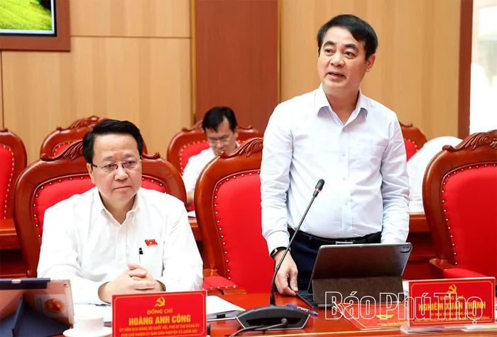 Đồng chí Phó Chủ nhiệm Ủy ban Kiểm tra Trung ương Nghiêm Xuân Thành phát biểu tại buổi làm việc.