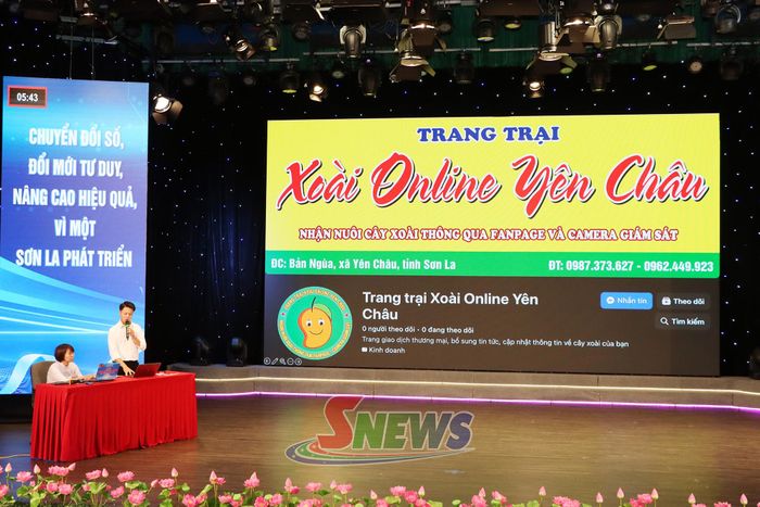 Nhóm tác giả Trường THCS Yên Châu 1, xã Yên Châu trình bày “Trang trại xoài online Yên Châu - Giải pháp chuyển đổi số trong truy xuất và kết nối tiêu thụ nông sản”.