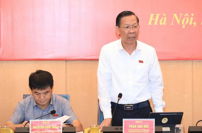 Chủ nhiệm Ủy ban Kinh tế và Tài chính của Quốc hội Phan Văn Mãi phát biểu. Ảnh: Phạm Linh