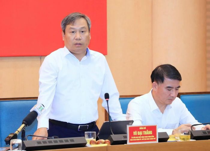 Chủ tịch UBND TP. Hà Nội Vũ Đại Thắng phát biểu. Ảnh: Phạm Linh