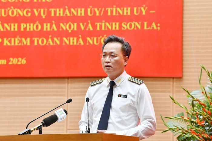 Tổng Kiểm toán nhà nước Nguyễn Hữu Nghĩa phát biểu tại Hội nghị