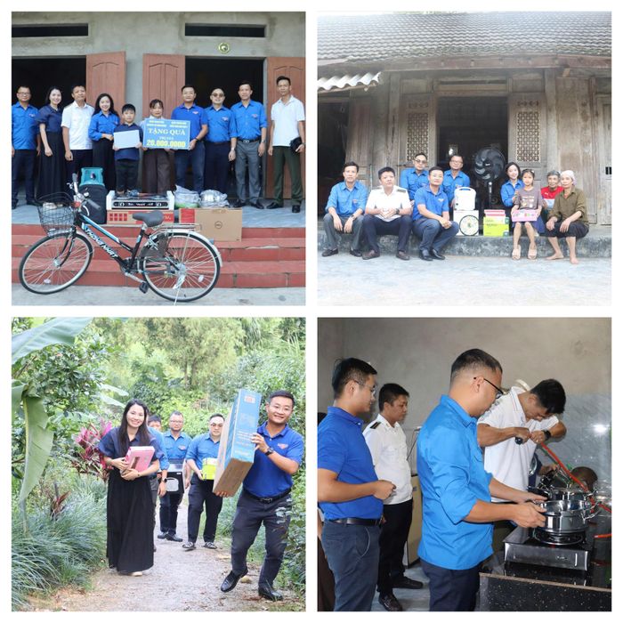 Đoàn viên chi đoàn Thanh niên KTNN khu vực VII thăm hỏi, động viên và tặng quà 3 gia đình khó khăn tại thôn Mỵ, xã Chấn Thịnh, tỉnh Lào Cai.