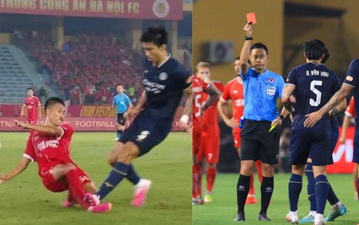 Đây là lần đầu tiên trong sự nghiệp thi đấu V-League của Văn Hậu anh phải nhận thẻ đỏ.