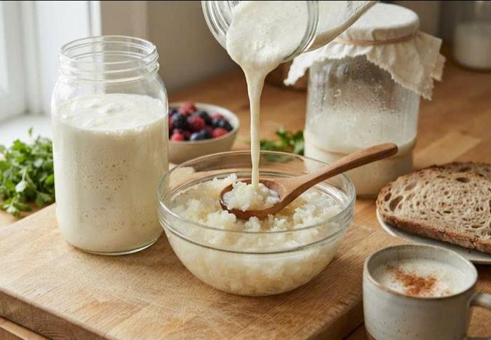 Kefir là một loại đồ uống giống sữa chua, chứa protein, canxi và các vi khuẩn có lợi gọi là probiotic.