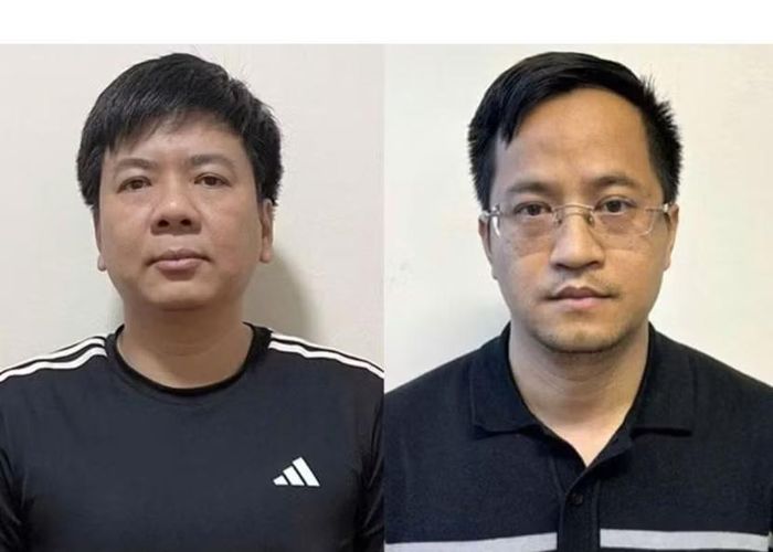 Nguyễn Ngọc Thủy (bên trái) và đồng phạm.