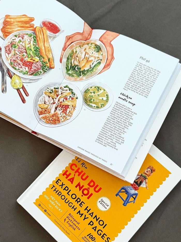 Chu Du Hà Nội là cuốn sách của tác giả Lê Rin, nằm trong series Việt Nam dọc miền Du Ký, do NXB Công Thương liên kết với Thái Hà Books ấn hành. Ảnh: @lerin_illustration.