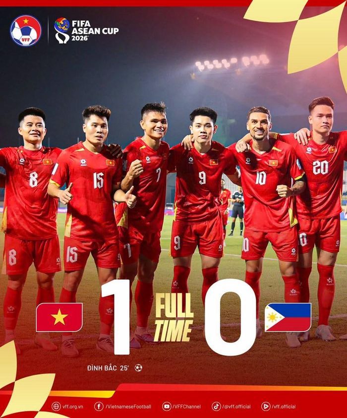 Đội tuyển Việt Nam có được 3 điểm sau chiến thắng tối thiểu. Ảnh: VFF