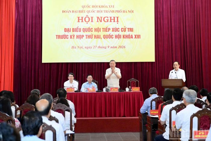 Tổng Bí thư, Chủ tịch nước Tô Lâm tiếp xúc cử tri các phường thuộc đơn vị bầu cử số 1, thành phố Hà Nội, trước Kỳ họp thứ hai, Quốc hội khóa XVI. (Ảnh: ĐĂNG KHOA)